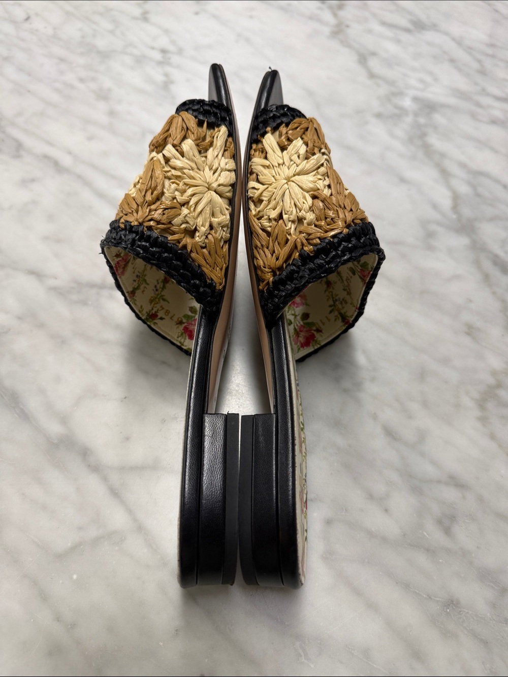 Gucci Jolie Raffia Crochet Flower Slide Sandal Size 37.5 - Picture 6 of 10